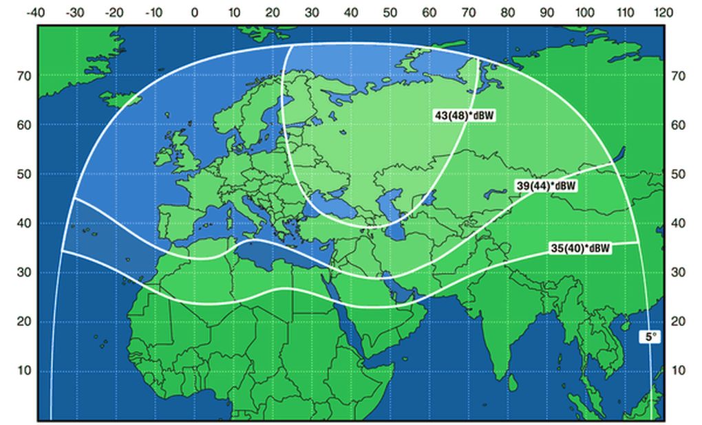 Карта покрытия тв спутников